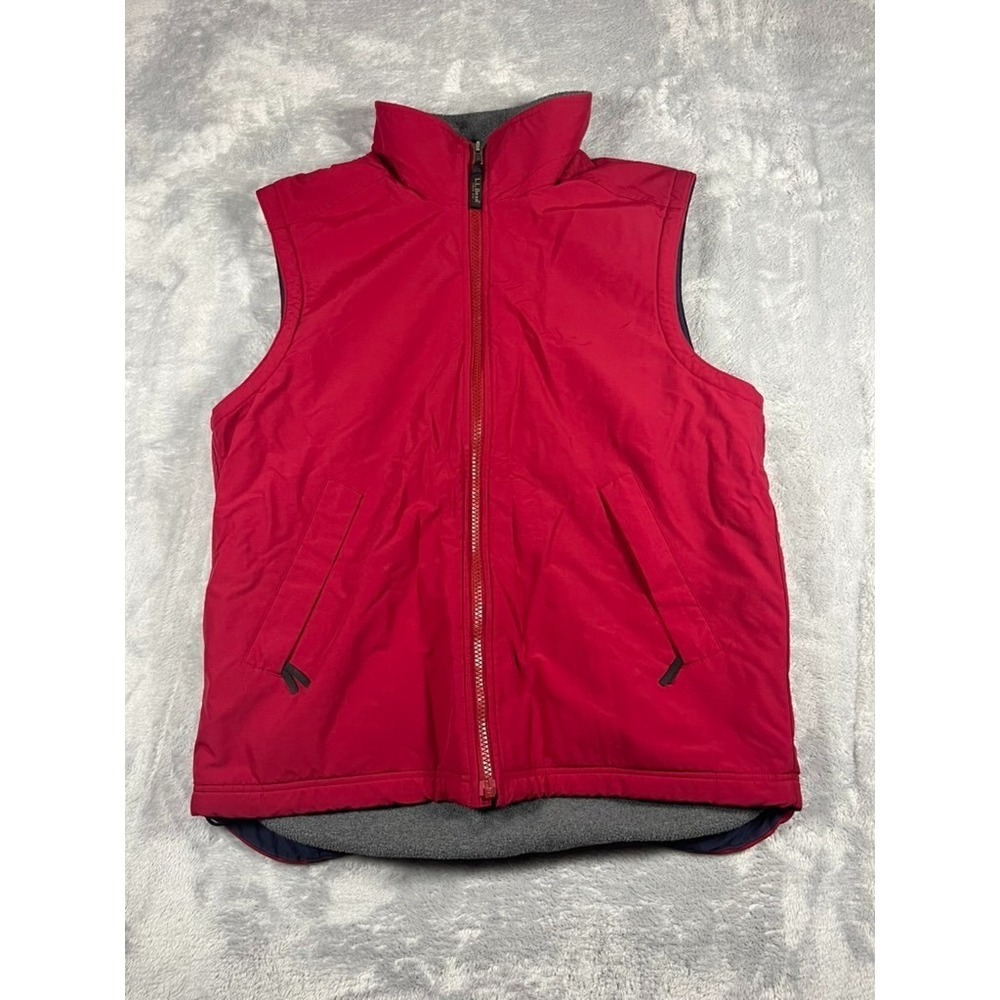 Vintage LL Bean Nylon Red Vest Men's Size Tall Large Fleece Lined OJX79 Polartec
